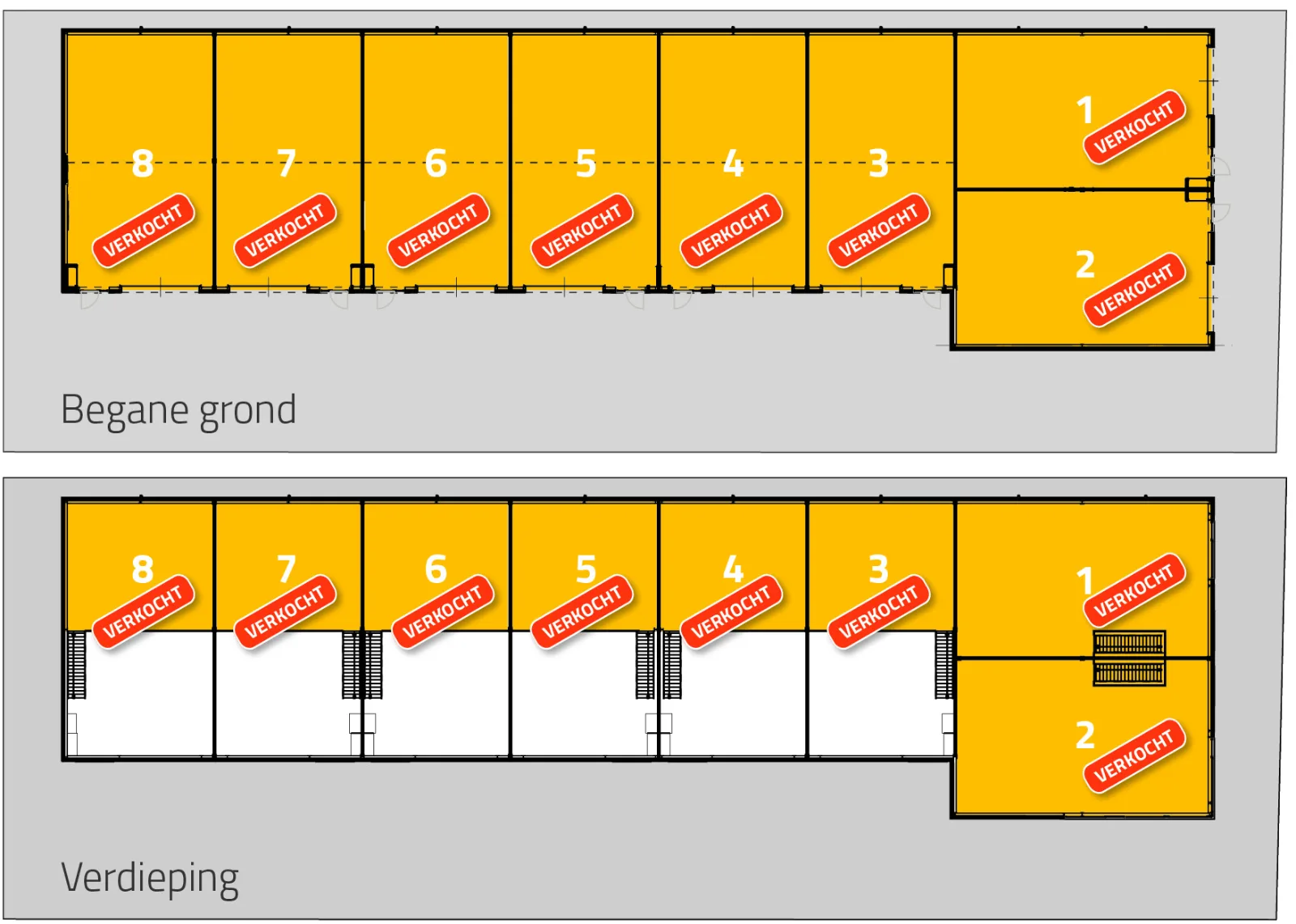 Plattegrond van de bedrijfsunits aan de Dragonder 14