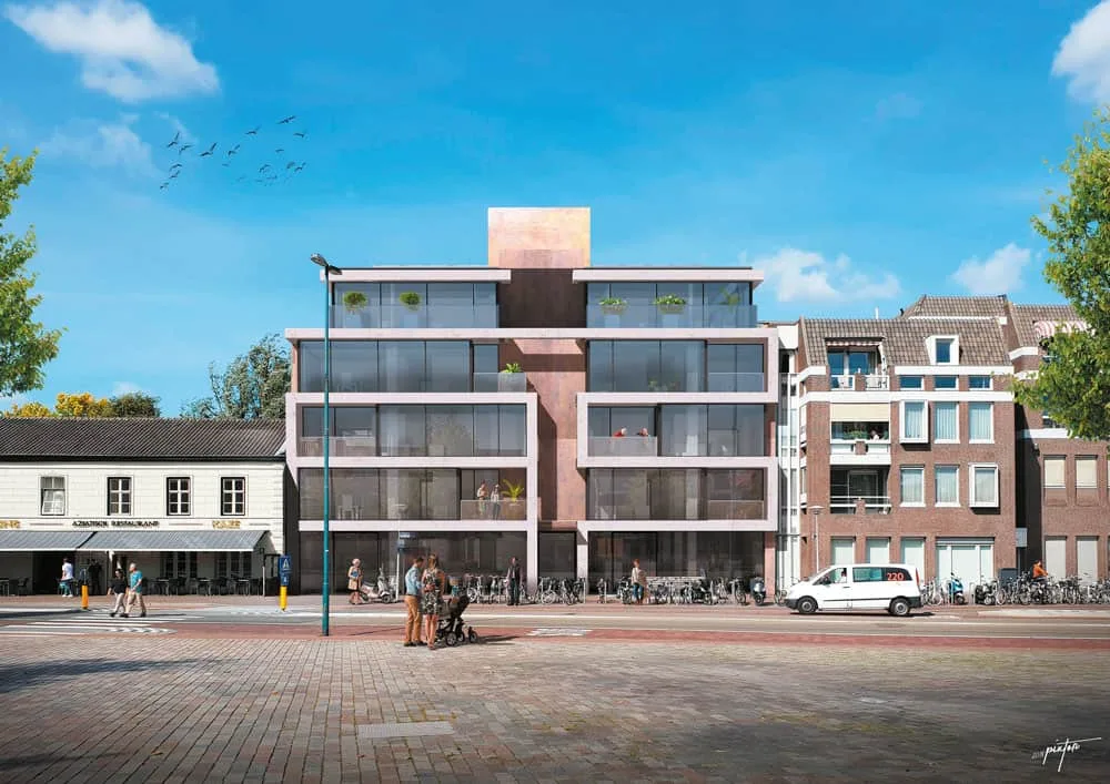 Voorzijde van het voormalige ABN AMRO-pand aan de Markt in Valkenswaard